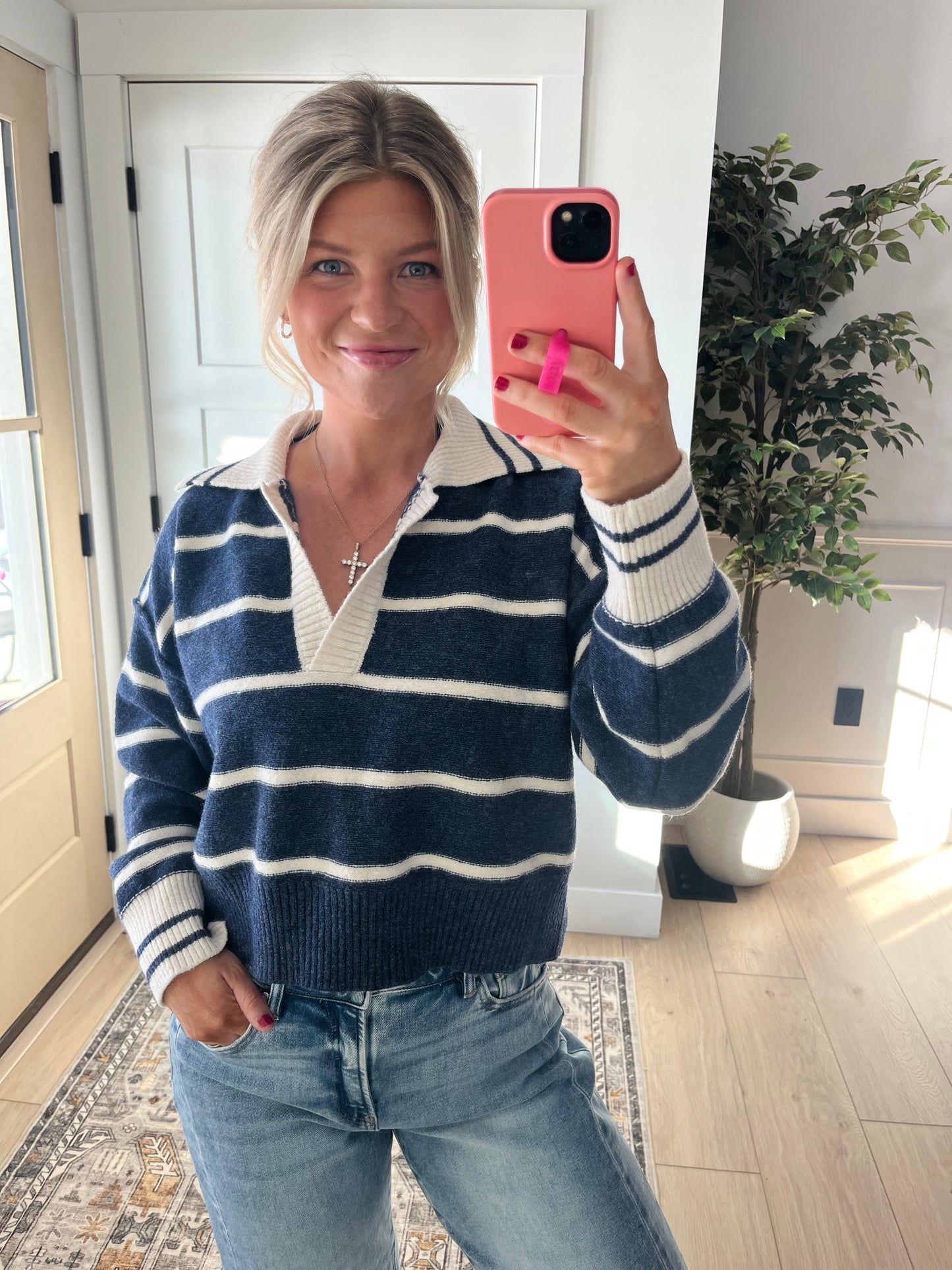 Navy Collared Sweater