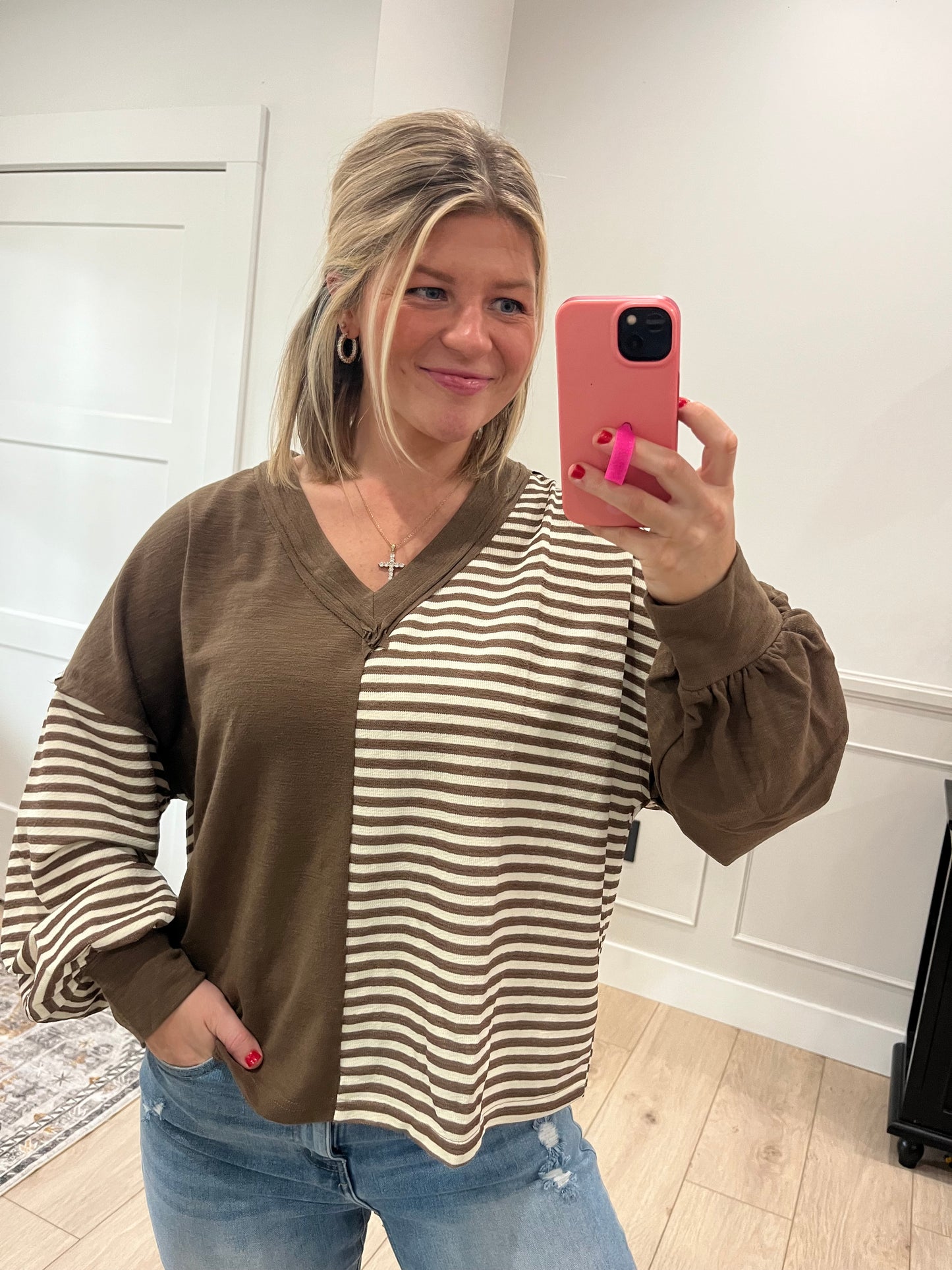 Stripes & Solid V-neck