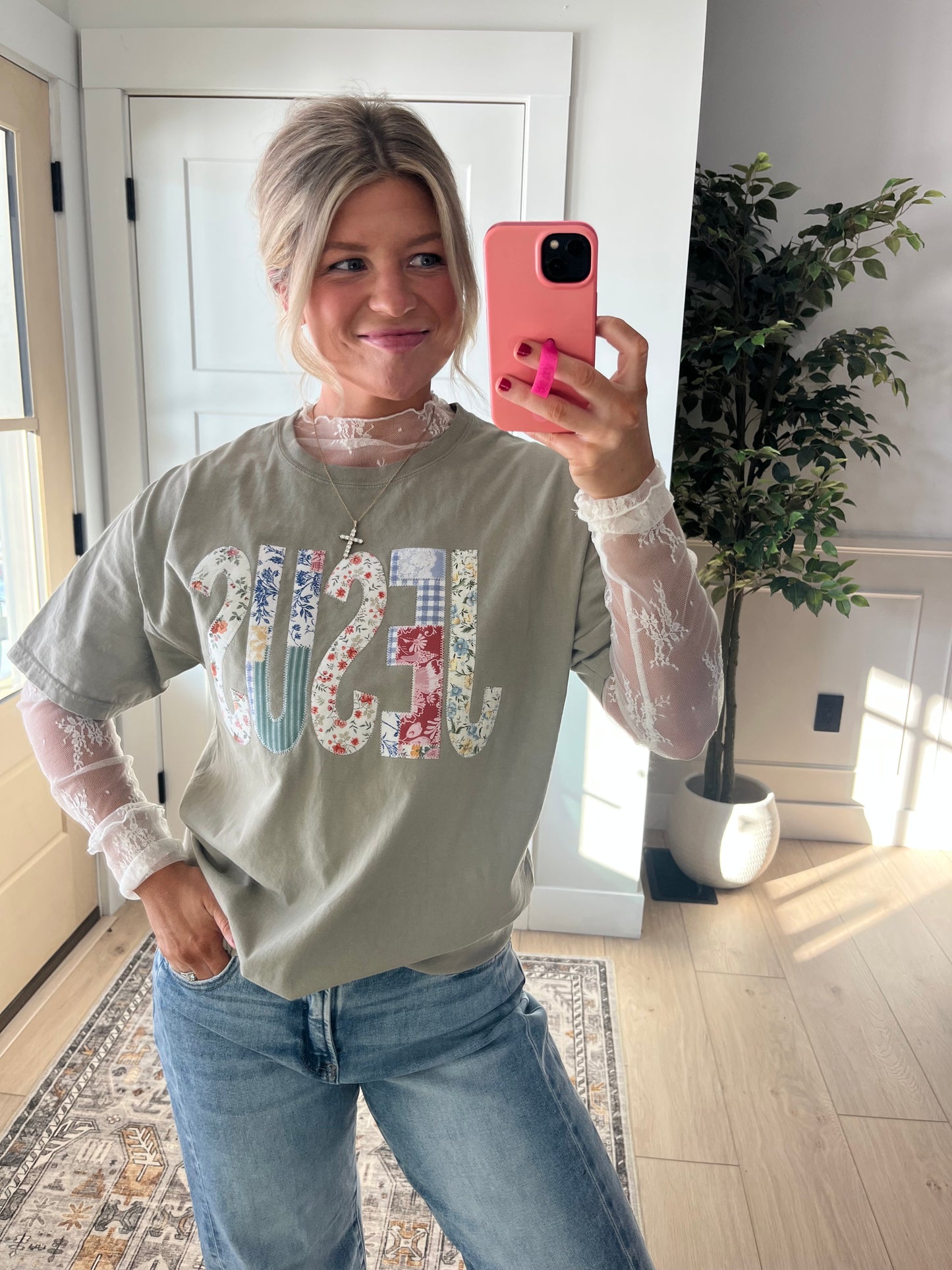 Sheer Lace Long-Sleeve