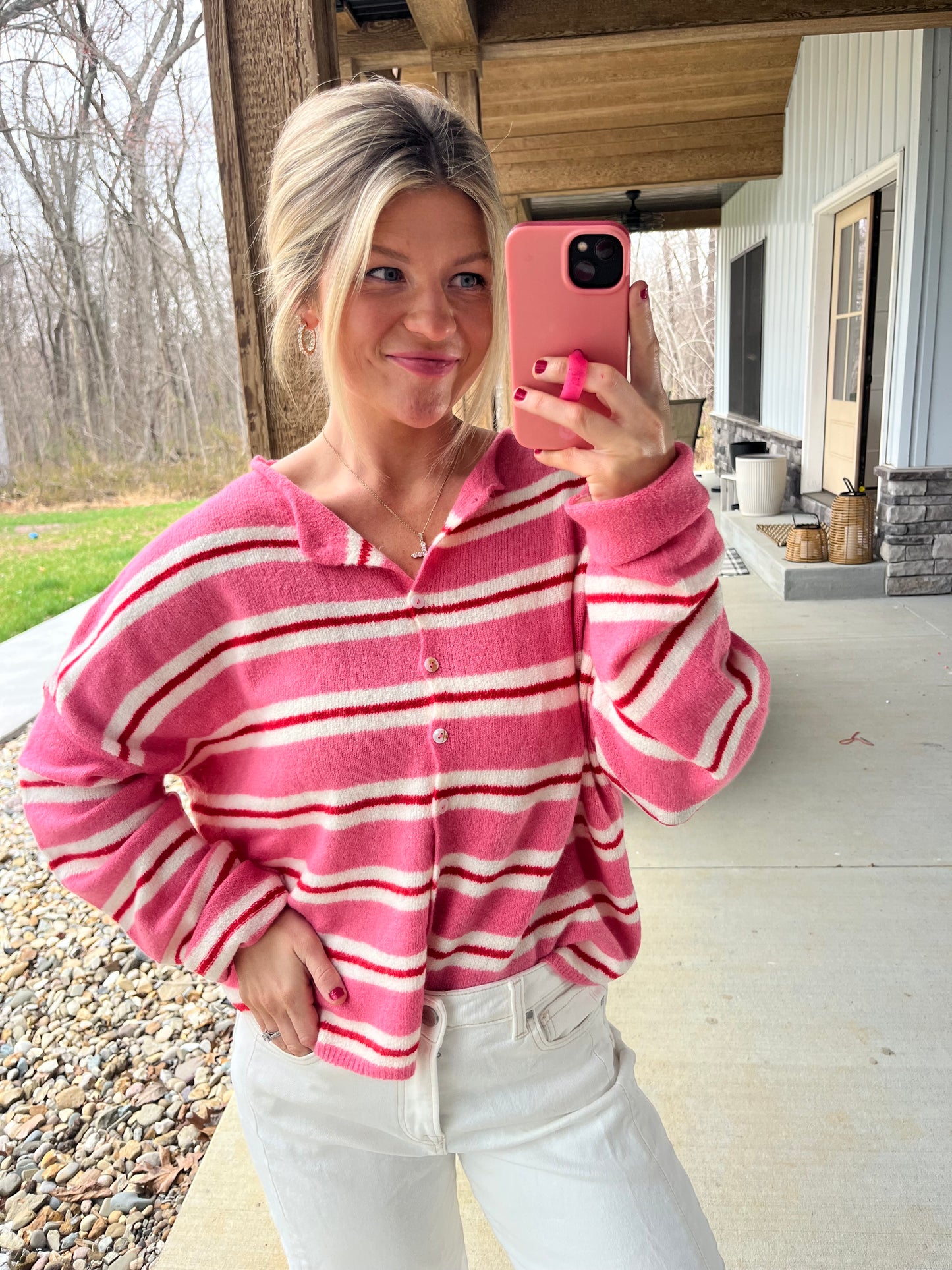 Laine Cardigan - Red & Pink