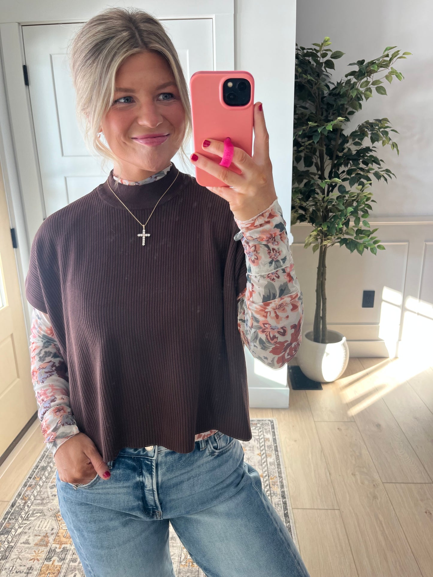 Chocolate Viscose Mock Neck