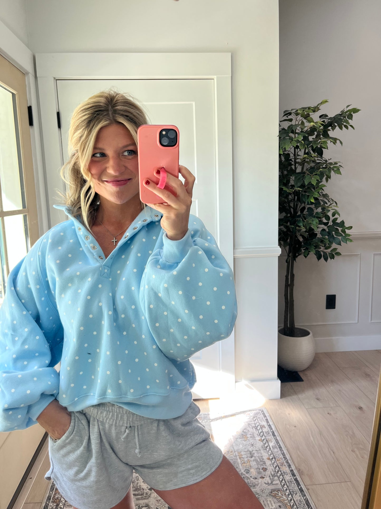 Polka Pullover - Baby Blue
