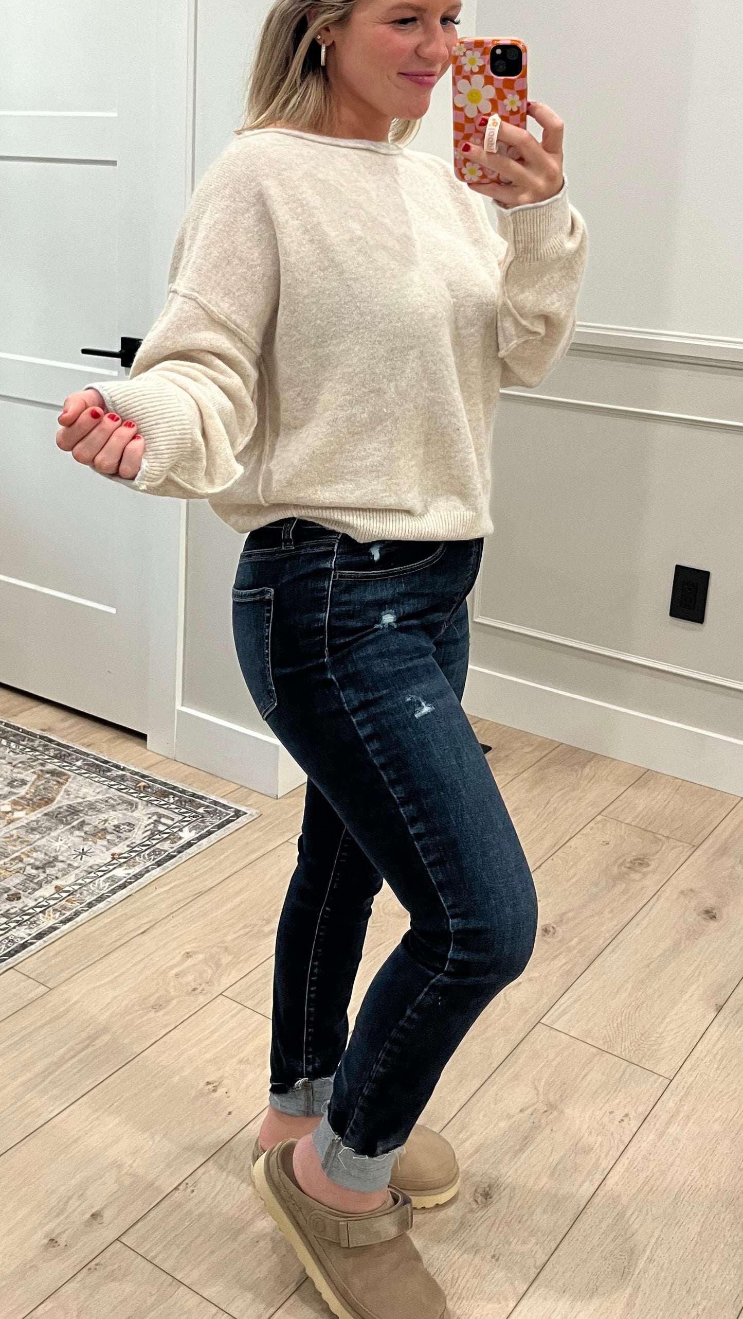 Dark Wash Frayed Hem - Skinny