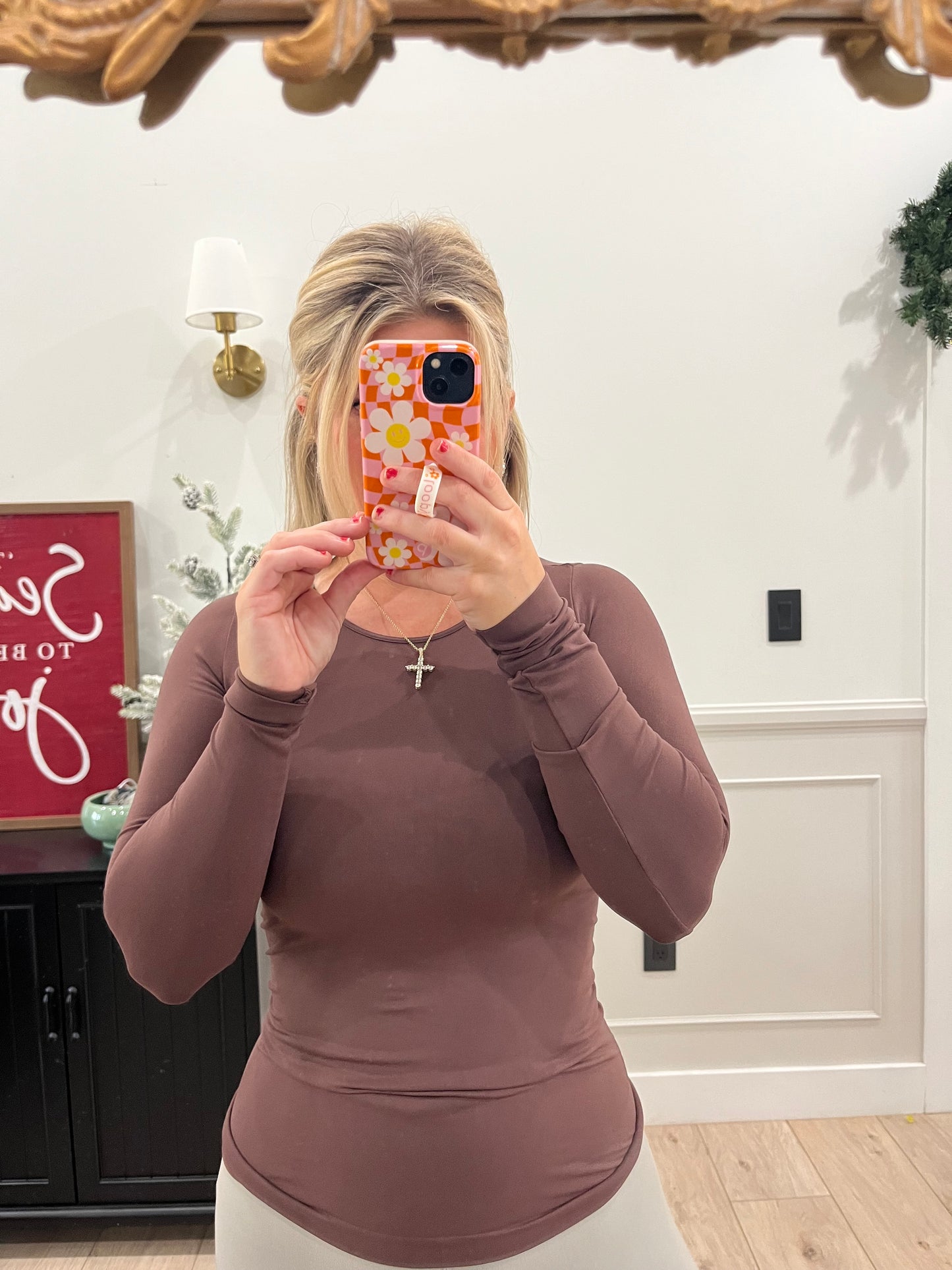 Core Essential Long Sleeve ‘Skim’ Crew - French Roast