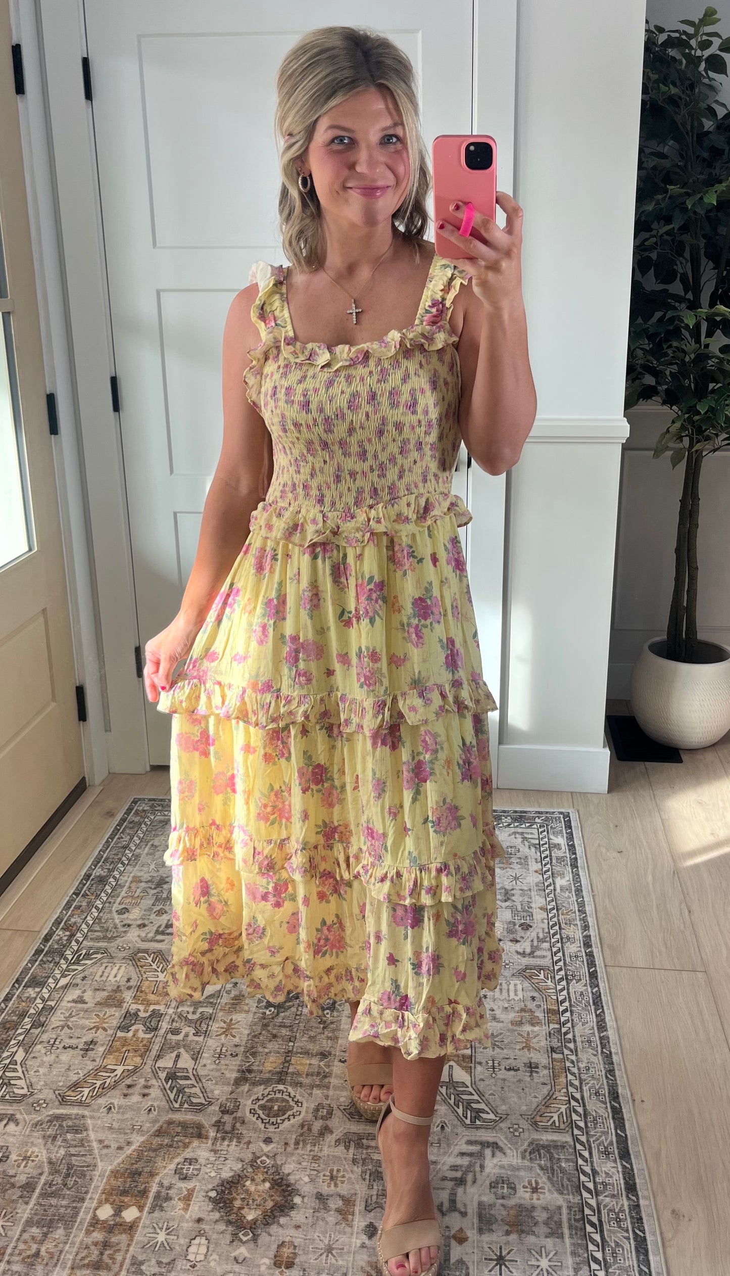 Field of Florals Dress - Yellow & Pink