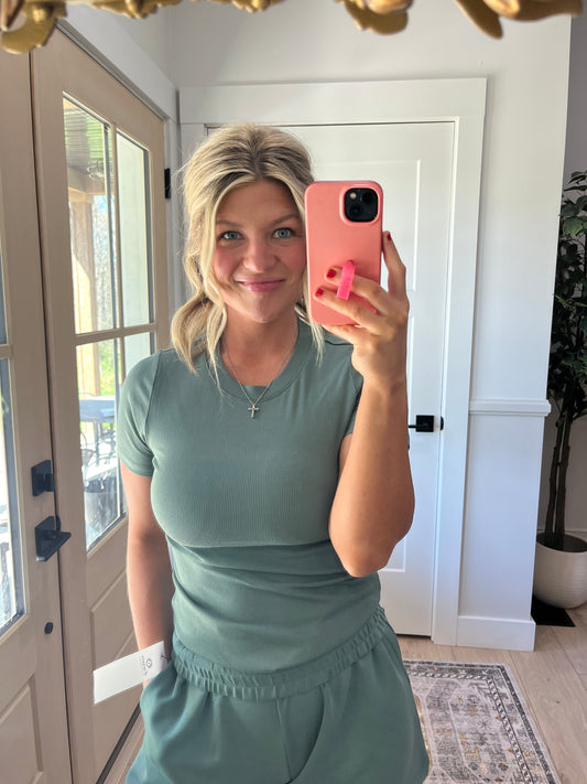 Freestyle Ribbed Tee - Ash Jade