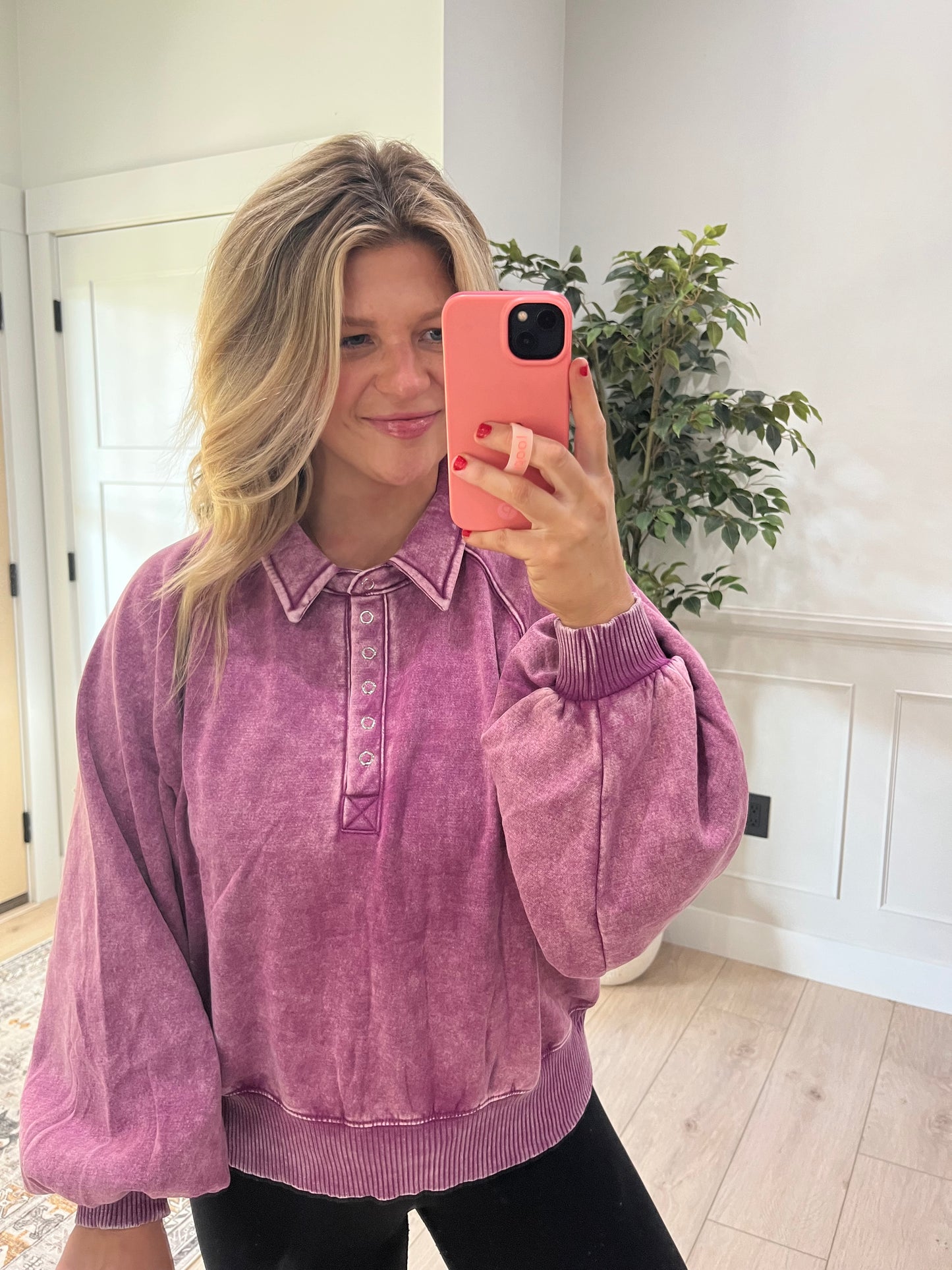 Snap Back Pullover - Plum