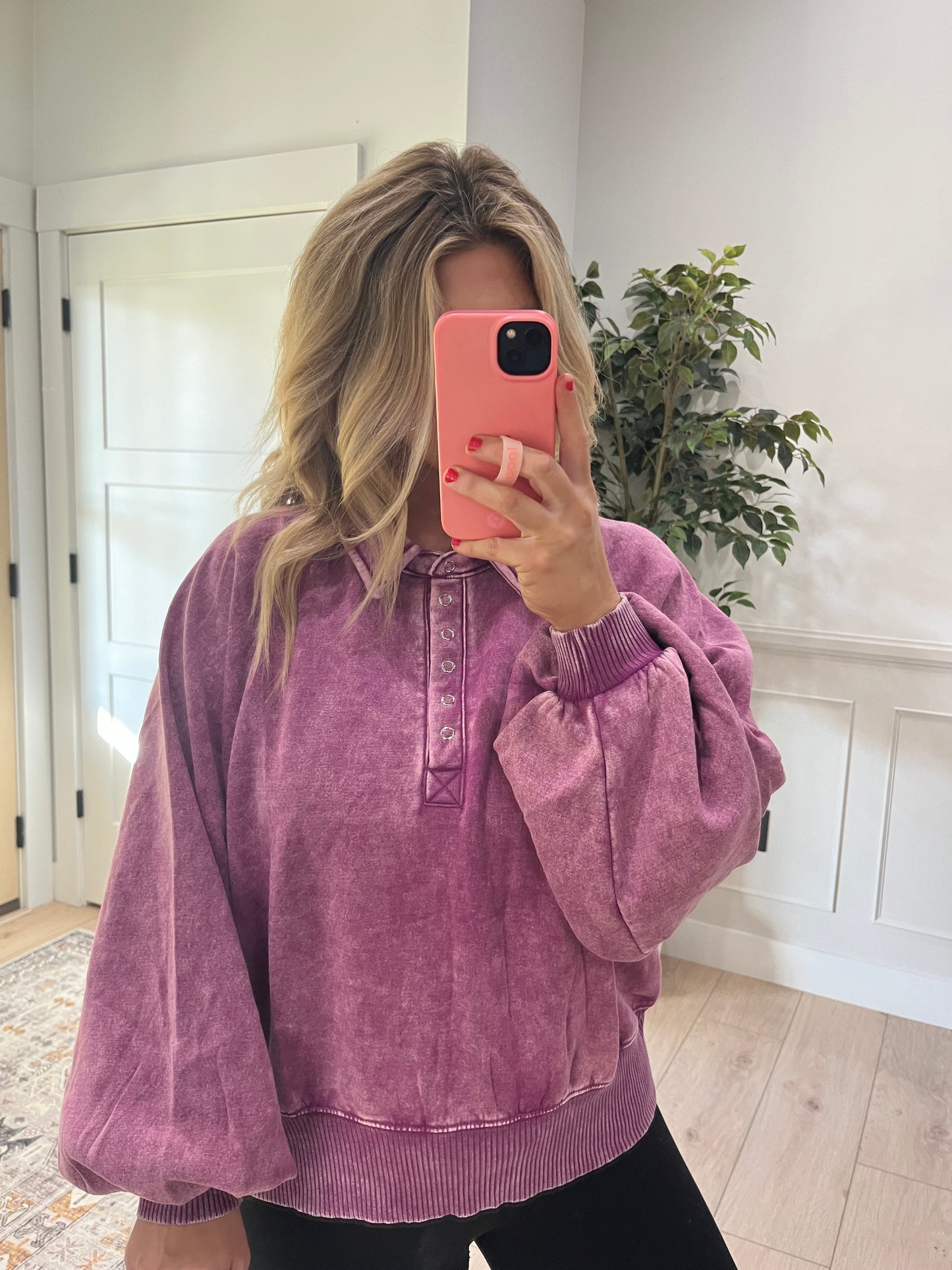 Snap Back Pullover - Plum