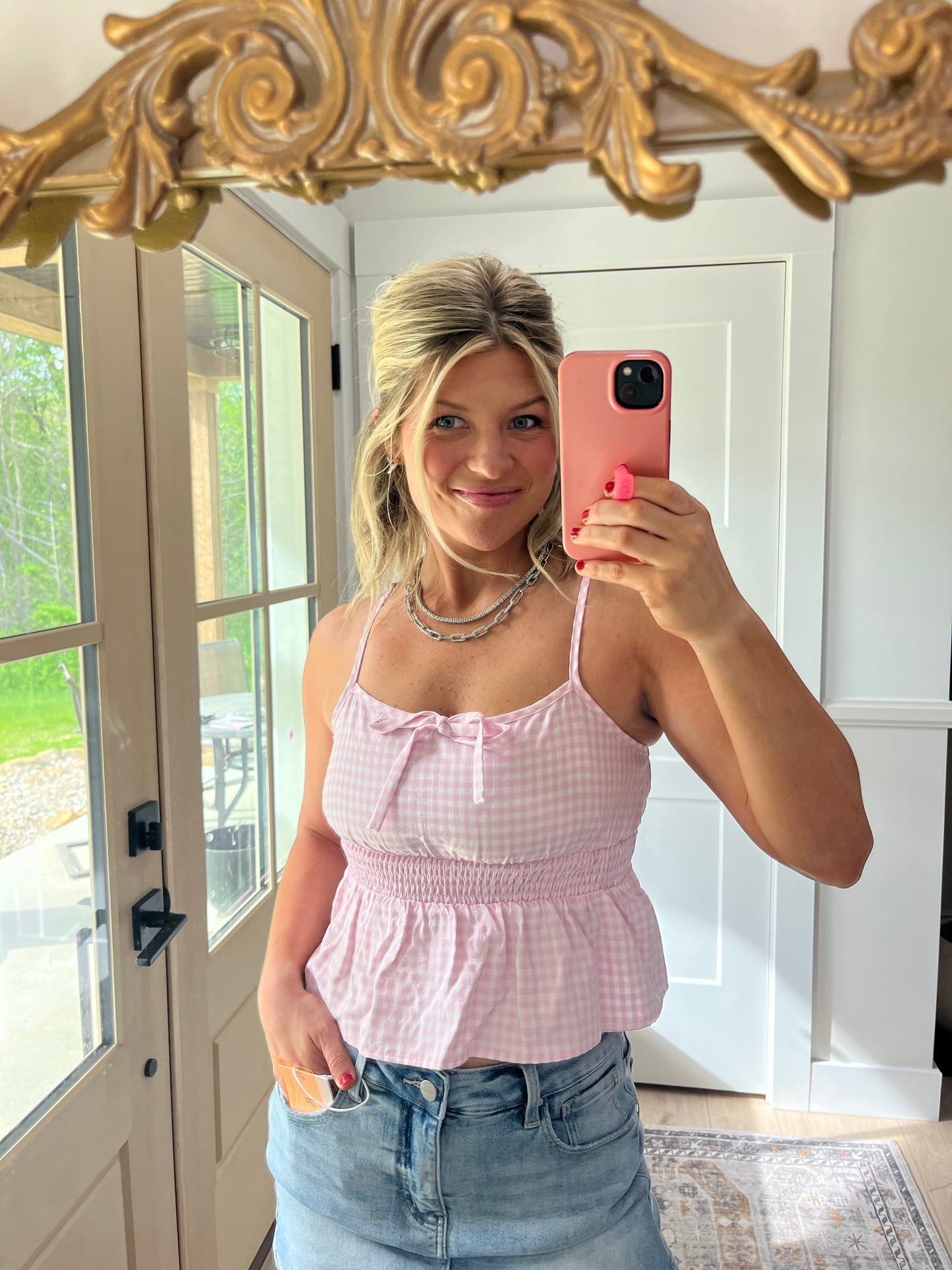 Baby Pink Gingham Tank