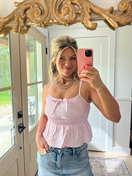 Baby Pink Gingham Tank