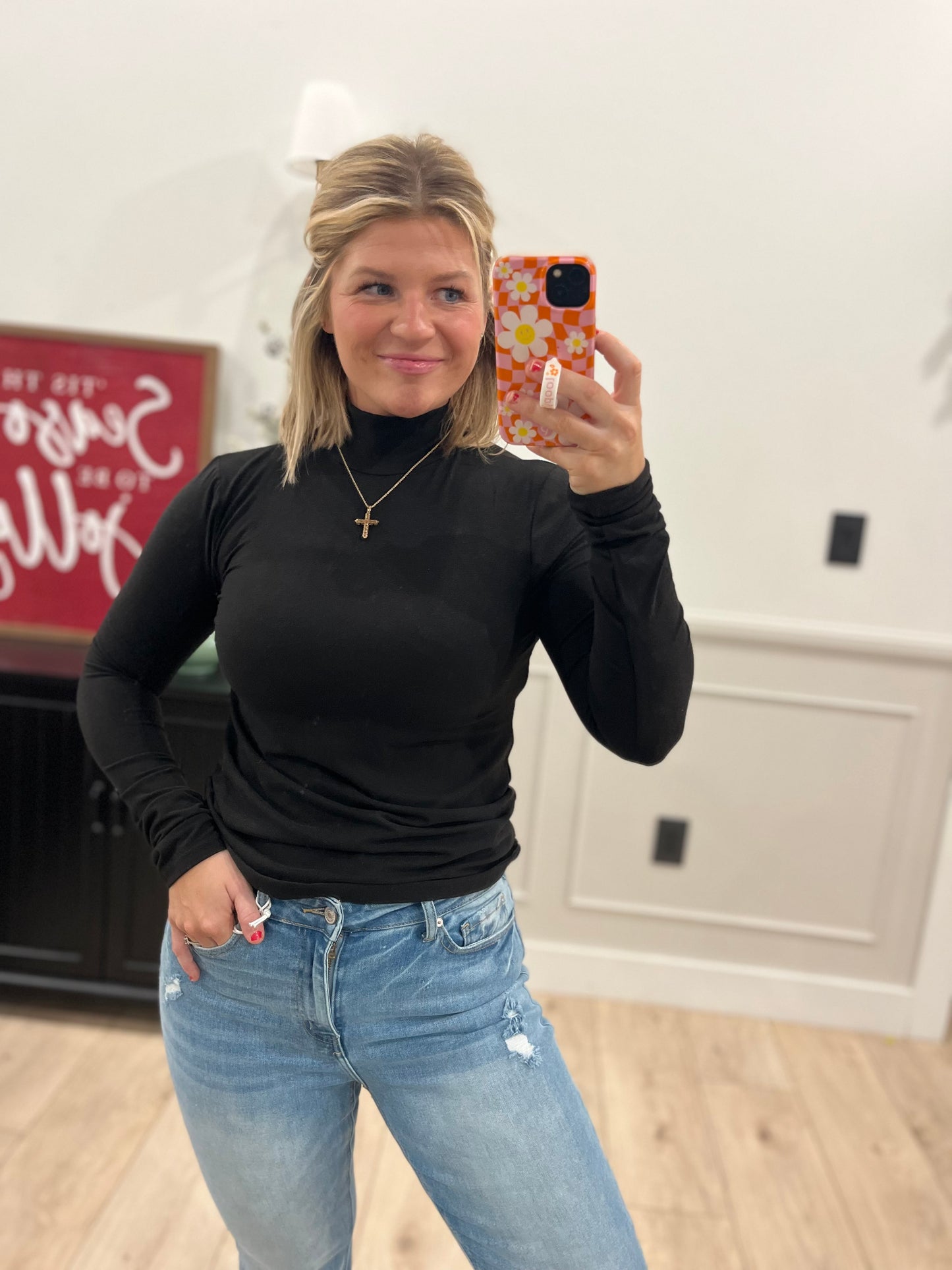 Microfiber Mock Neck - Black