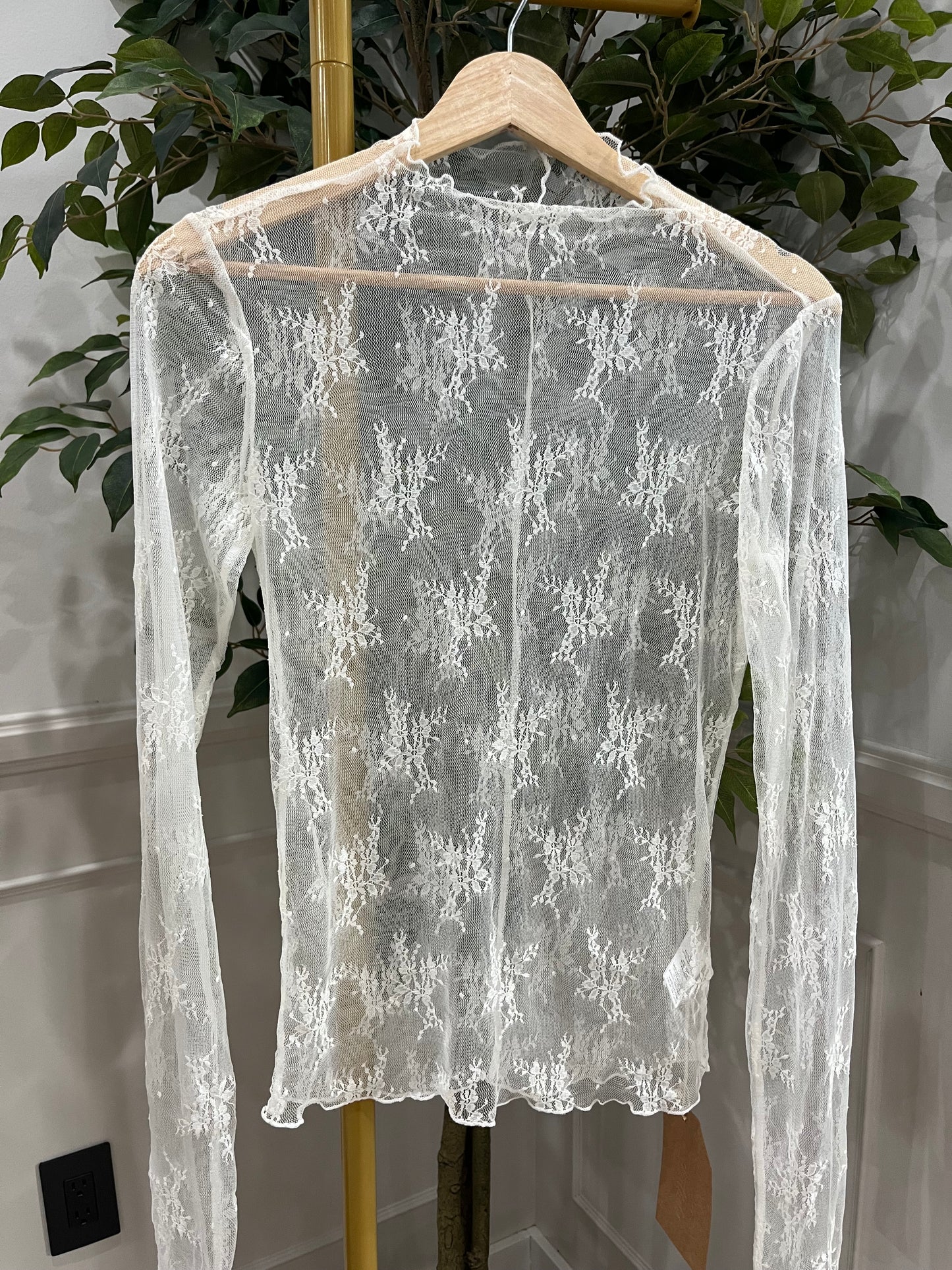 Sheer Lace Long-Sleeve