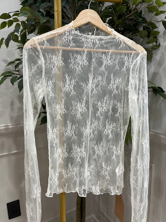 Sheer Lace Long-Sleeve
