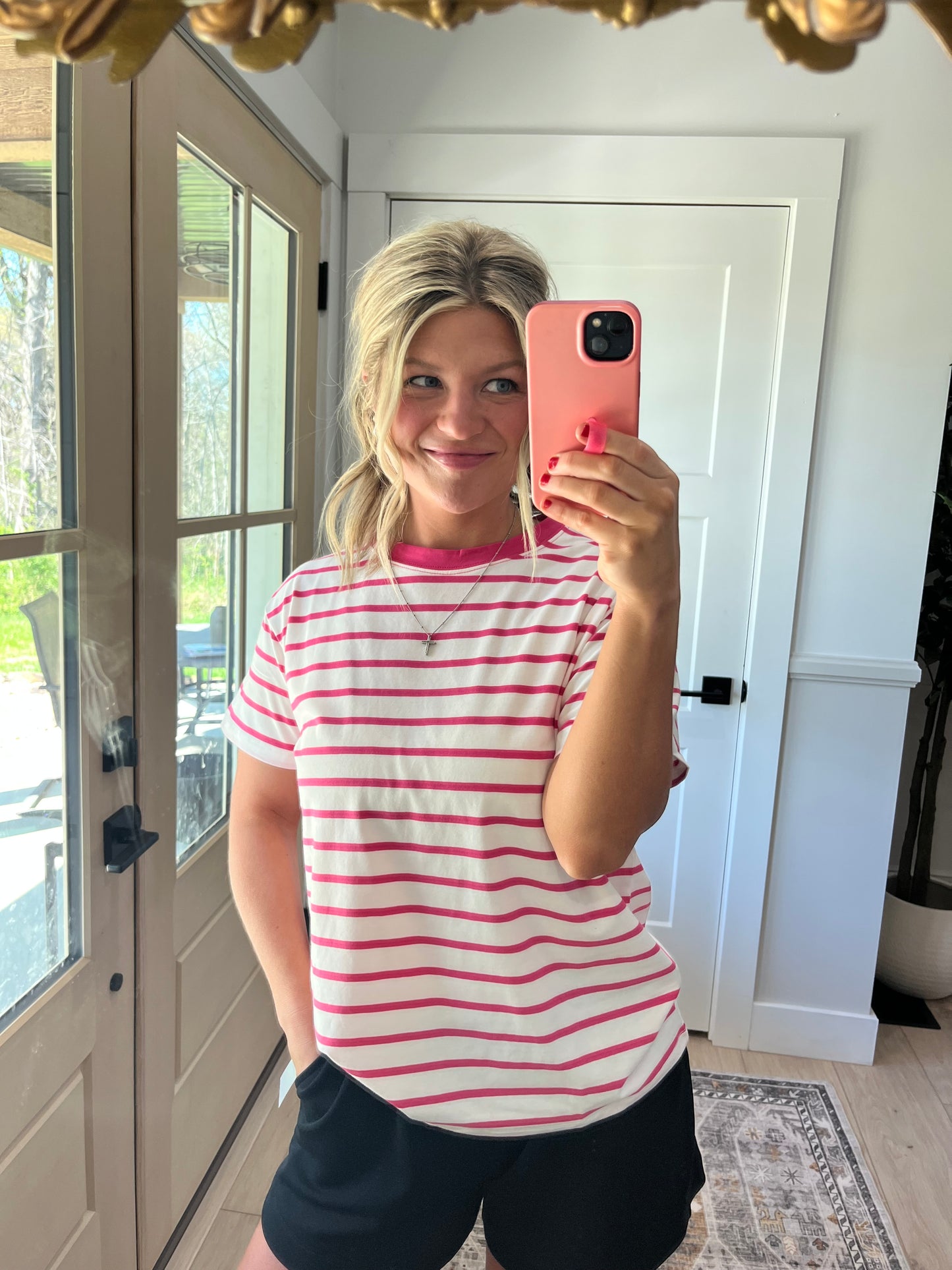 Eve Contrast Tee - Pink
