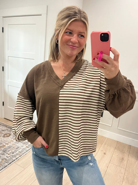 Stripes & Solid V-neck
