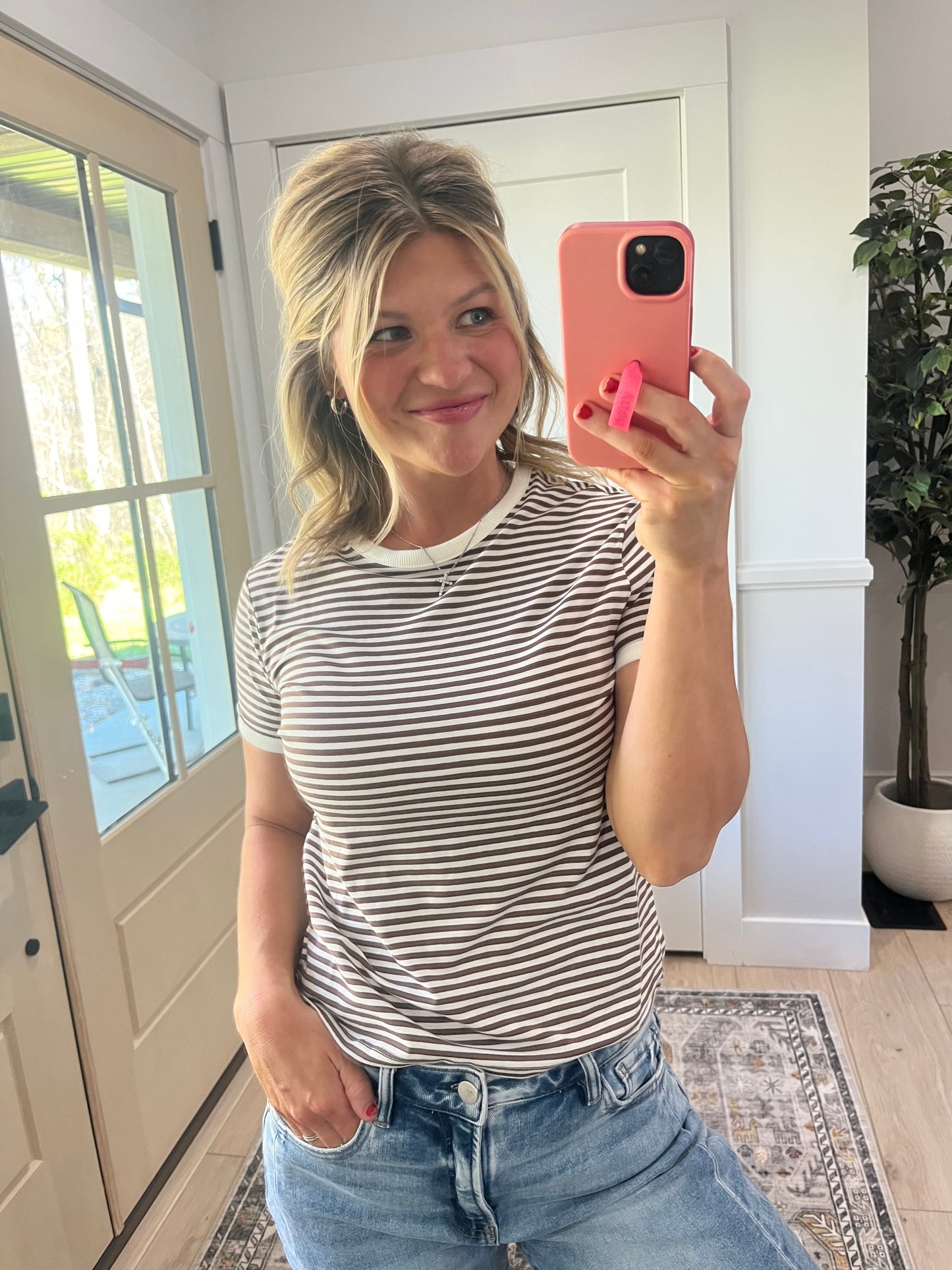 Ava Striped Tee - Brown