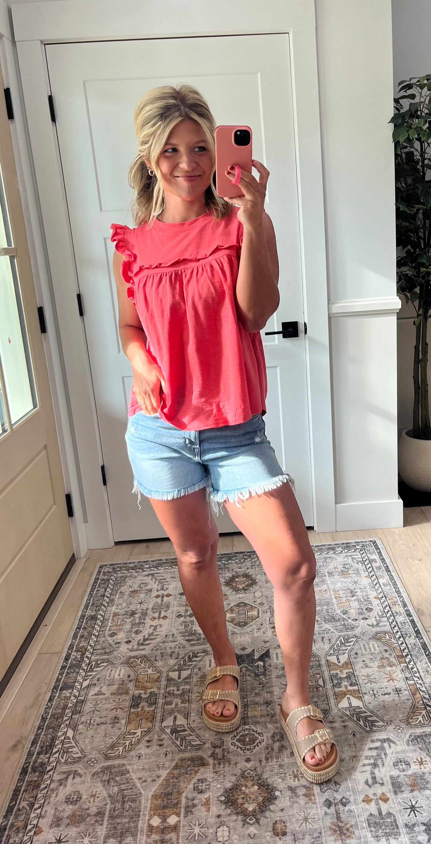 Sweet Meadow Babydoll Top - Coral