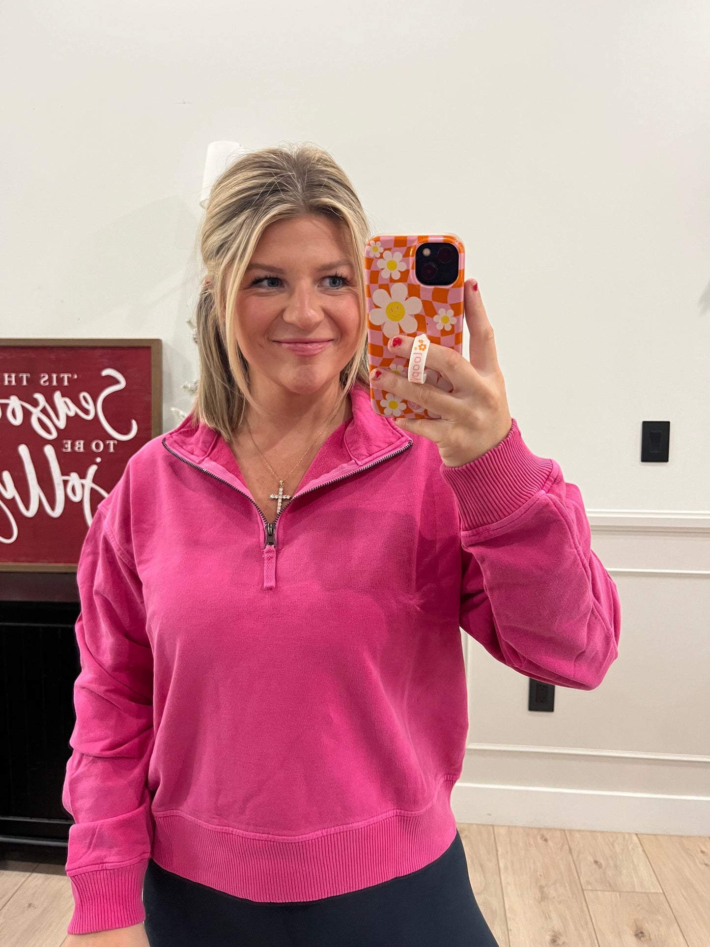 French Terry Quarter Zip - Pink