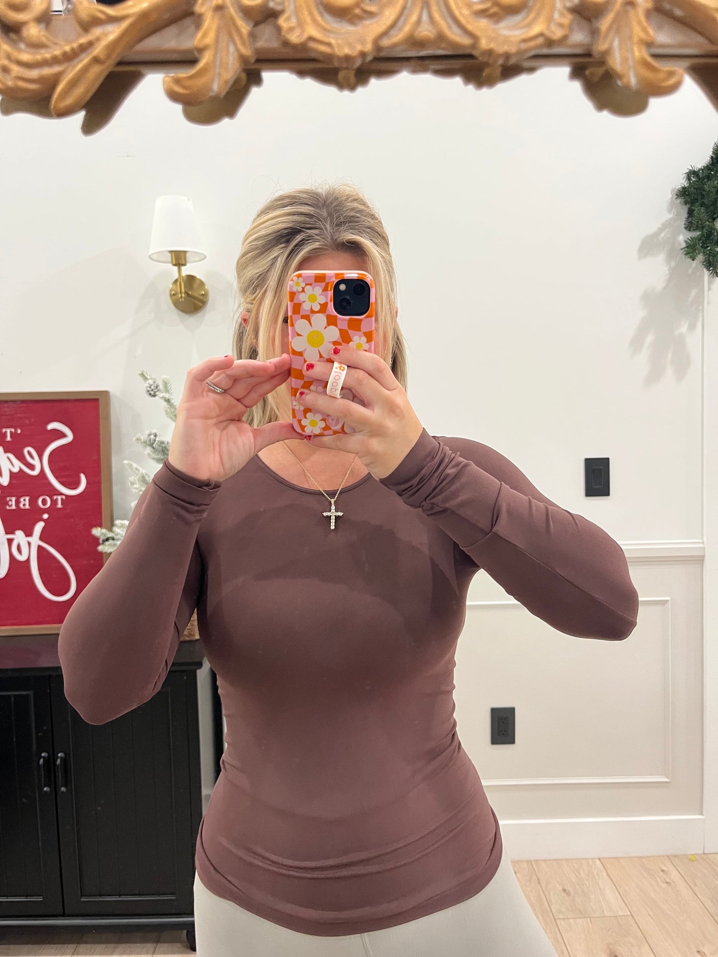 Core Essential Long Sleeve ‘Skim’ Crew - French Roast