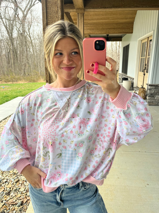 Floral Patchwork Pullover