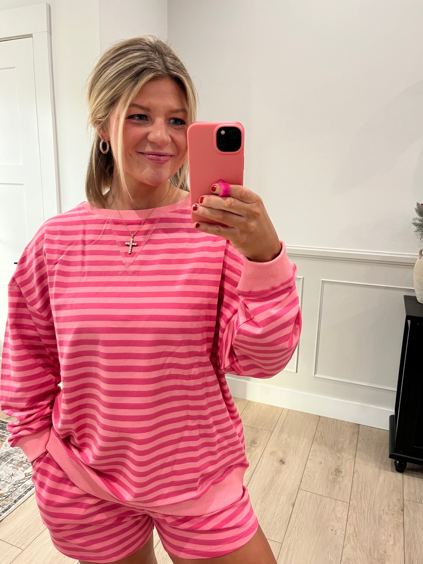 Spring Fling - Pink Stripe Pullover