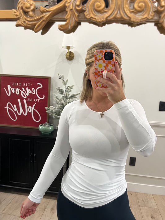 Core Essential Long Sleeve ‘Skim’ Crew - White