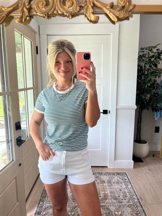 Ava Striped Tee - Teal