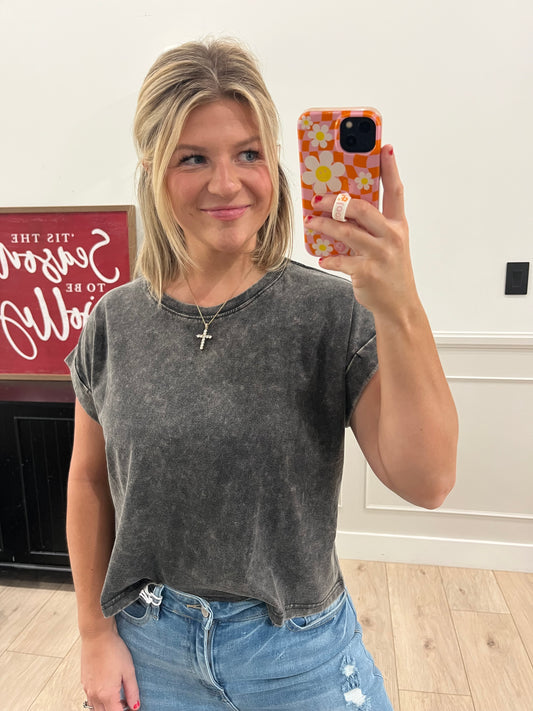 Basic Acid Wash Tee - Black