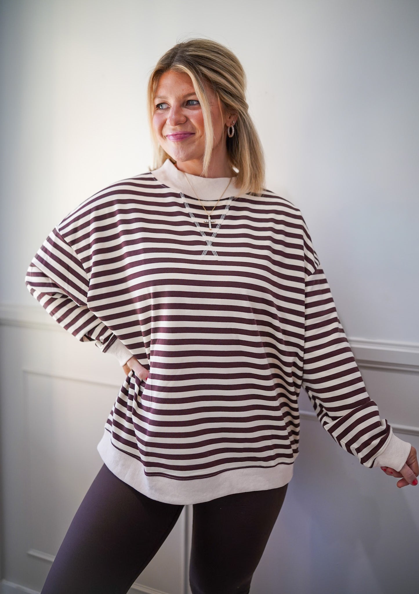 Cocoa Cream Mock Neck