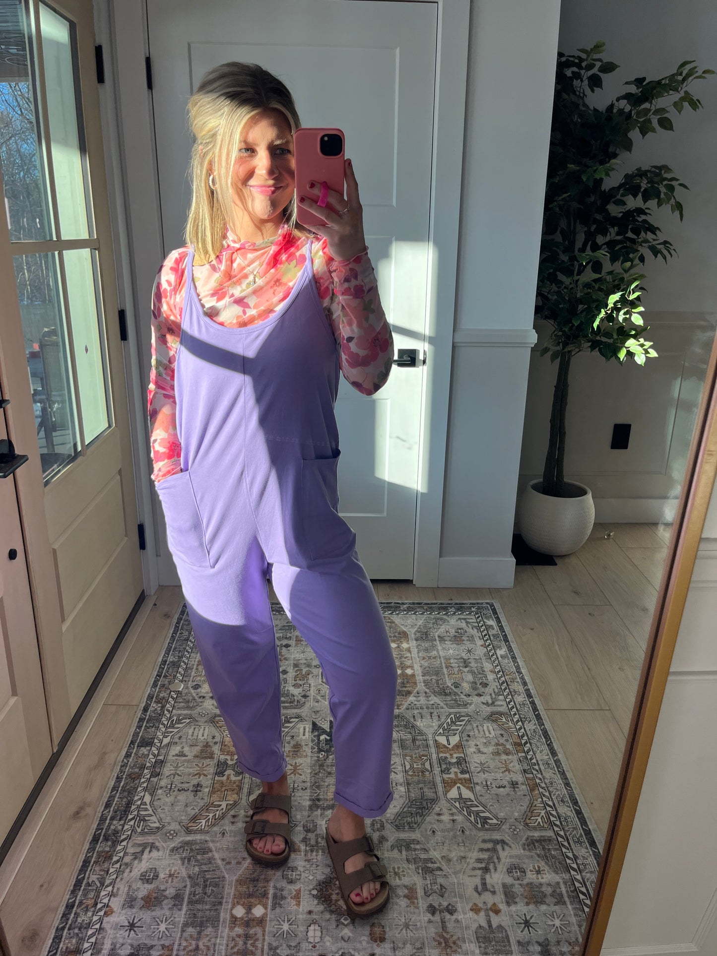 Garden Pink Floral Mesh Top