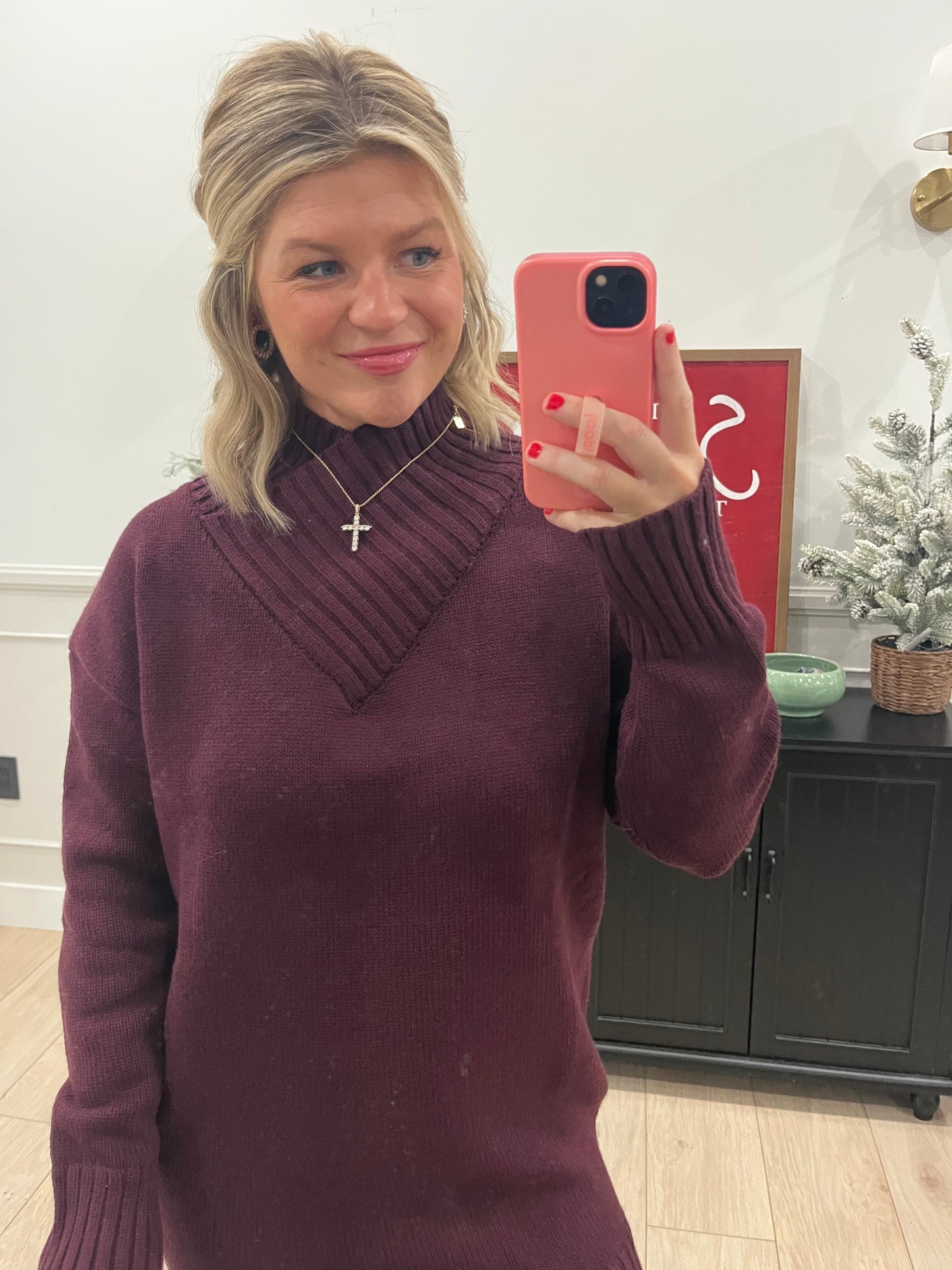 Burgundy Bliss Sweater Dress