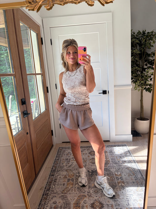 Cotton Lounge Shorts - Taupe