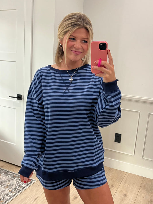 Spring Fling - Blue Stripe Pullover