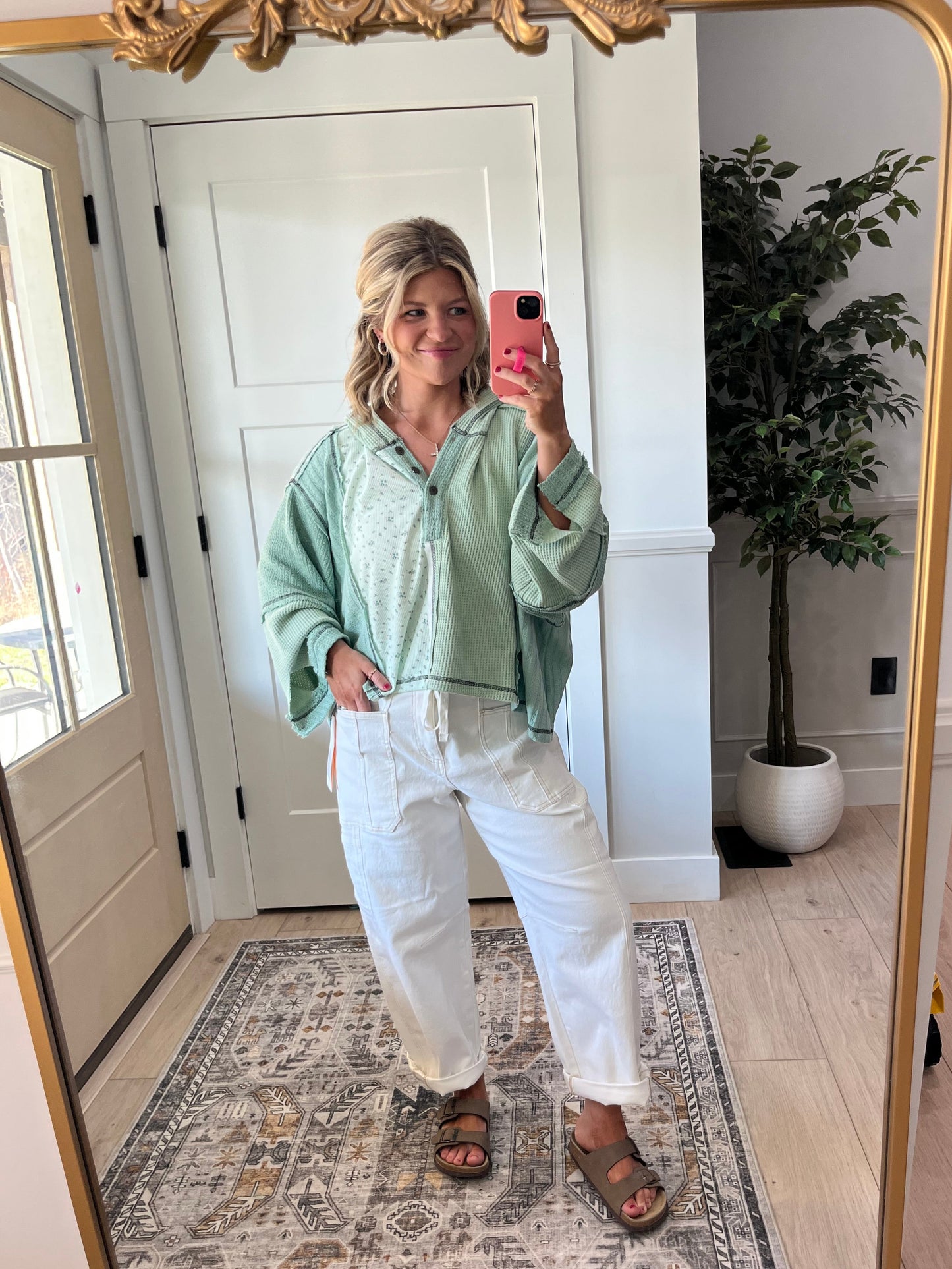 RISEN White Elastic Waist Denim