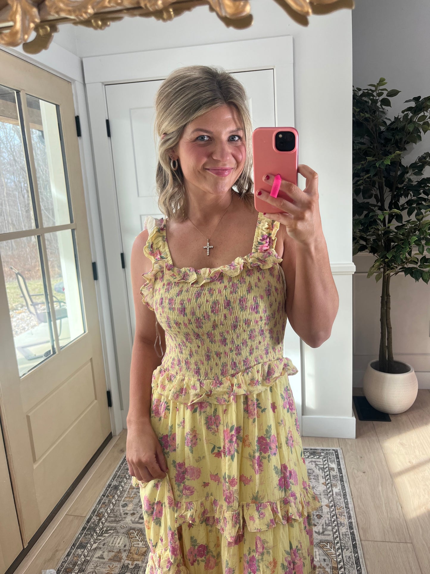 Field of Florals Dress - Yellow & Pink